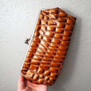 Vintage Brown Scale Wallet Clutch double sided unbranded